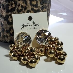 Vintage Style "Cluster Of  Grapes" - Gold  & Crystal Statement Stud  Earrings
